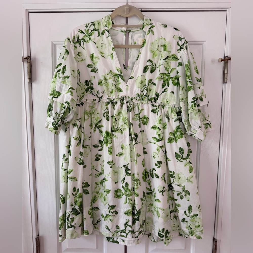 Anthropologie Maeve Green Floral Blouse